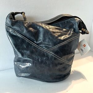 Vintage NWT Wilsons Navy Leather Hobo Handbag